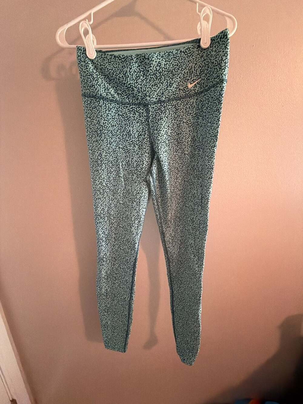 Nike Dri-Fit Legend Leggings Size S Teal and Navy Print